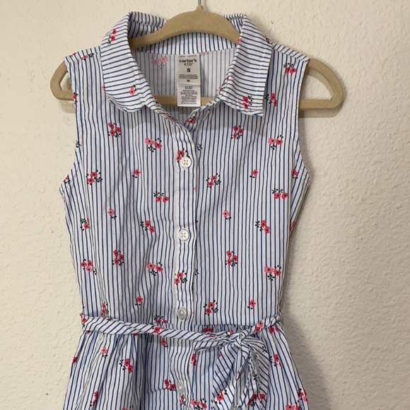Sleeveless Collared Carter’s Striped Floral Dress - Picture 2 of 5